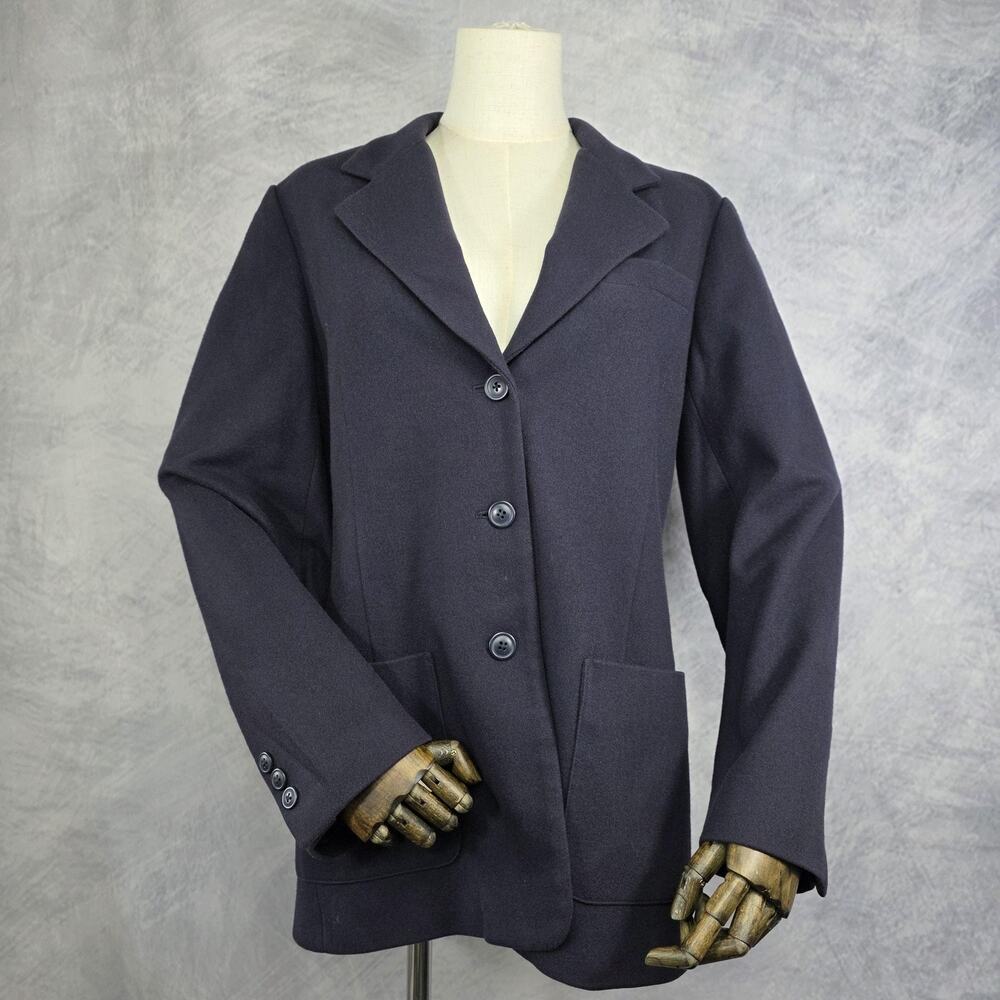 Eddie Bauer Blazer Womens Small Blue Wool Blend Classic 3 Button Pockets Jacket